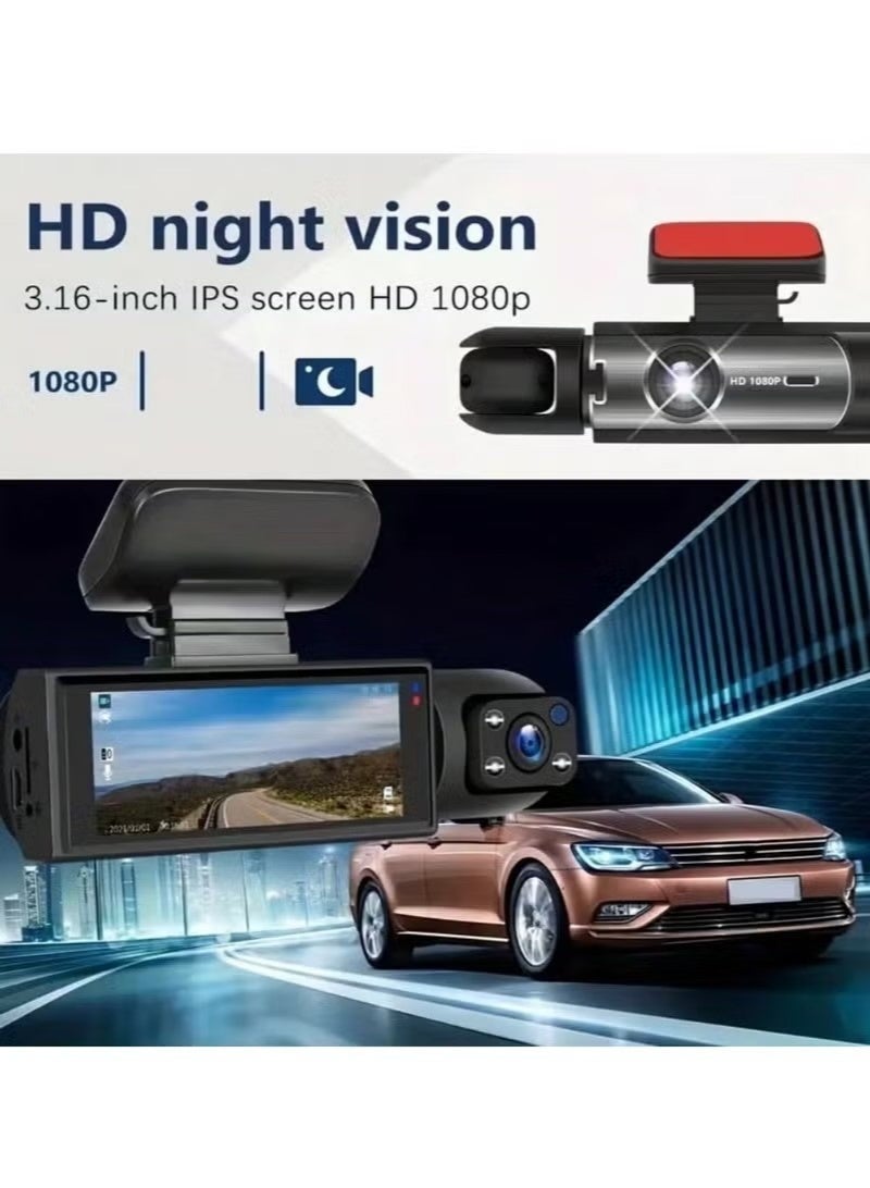NH 1080P Dual Lens Dash Cam | Front & Inside Recording, IR Night Vision, Loop Recording | 3.16-inch IPS Screen, Parking Monitor, Wide Angle - Image 4